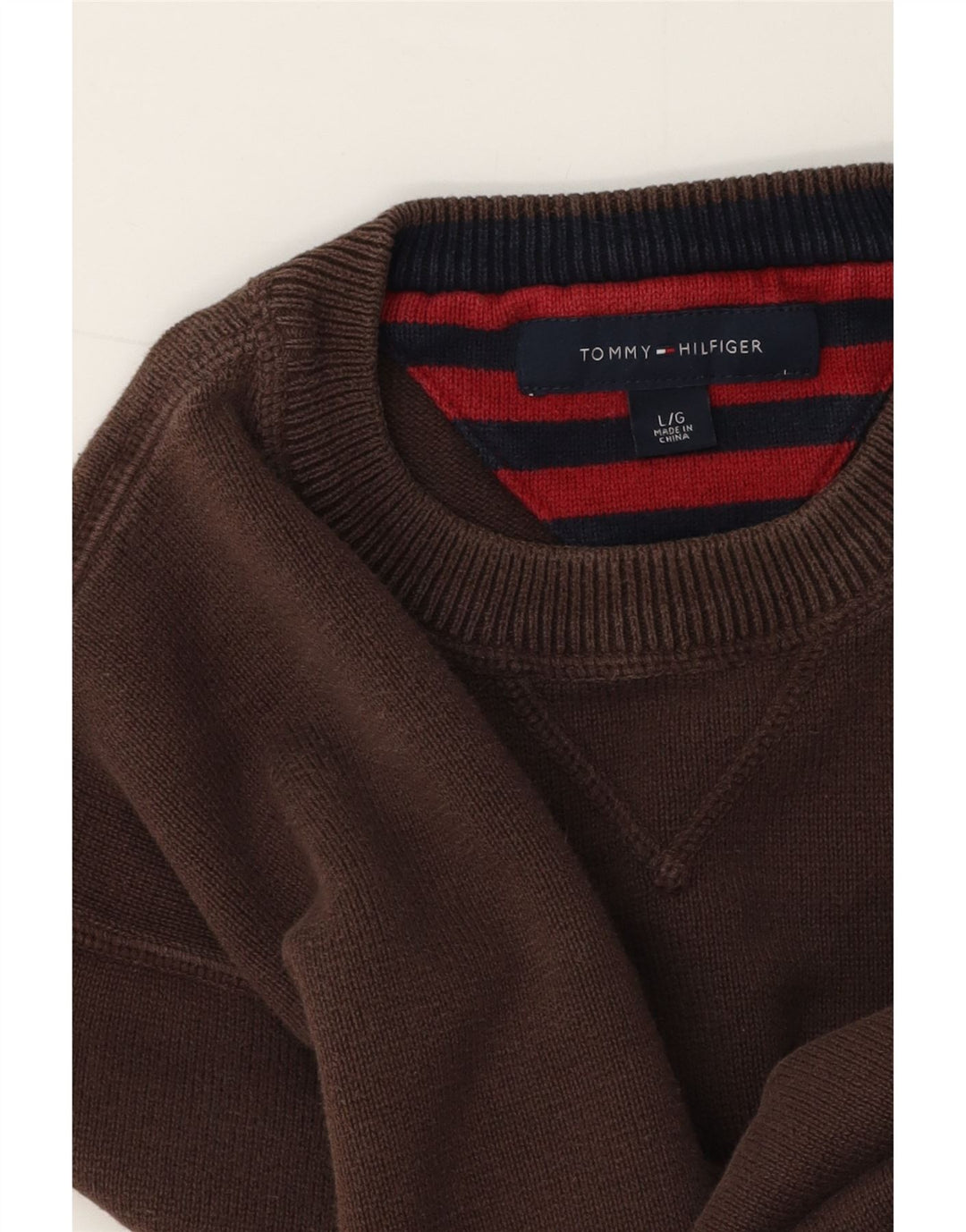 Maglione maglione girocollo da uomo Tommy Hilfiger grande marrone