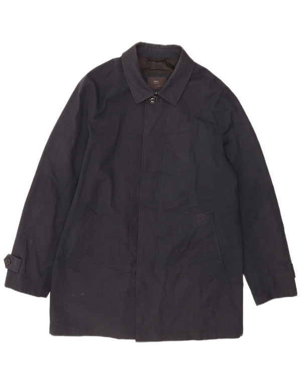 Cappotto da uomo Marks & Spencer UK 38 medio poliestere pied de poule blu navy