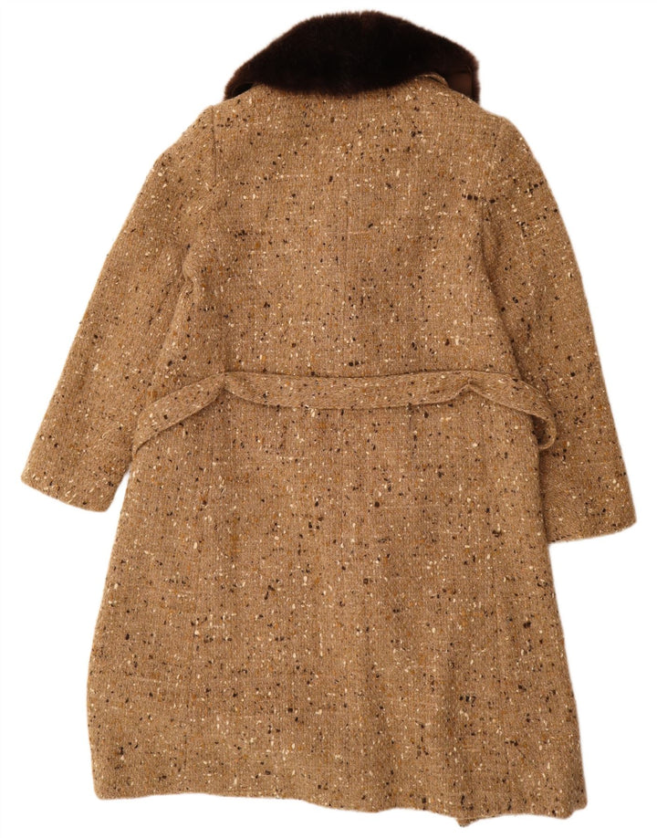 Cappotto doppiopetto vintage da donna UK 18 XL Beige chiazzato