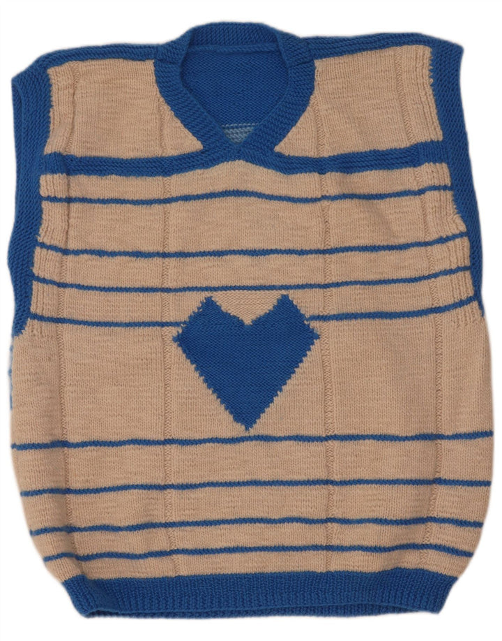 Canotta vintage da uomo a righe beige medio