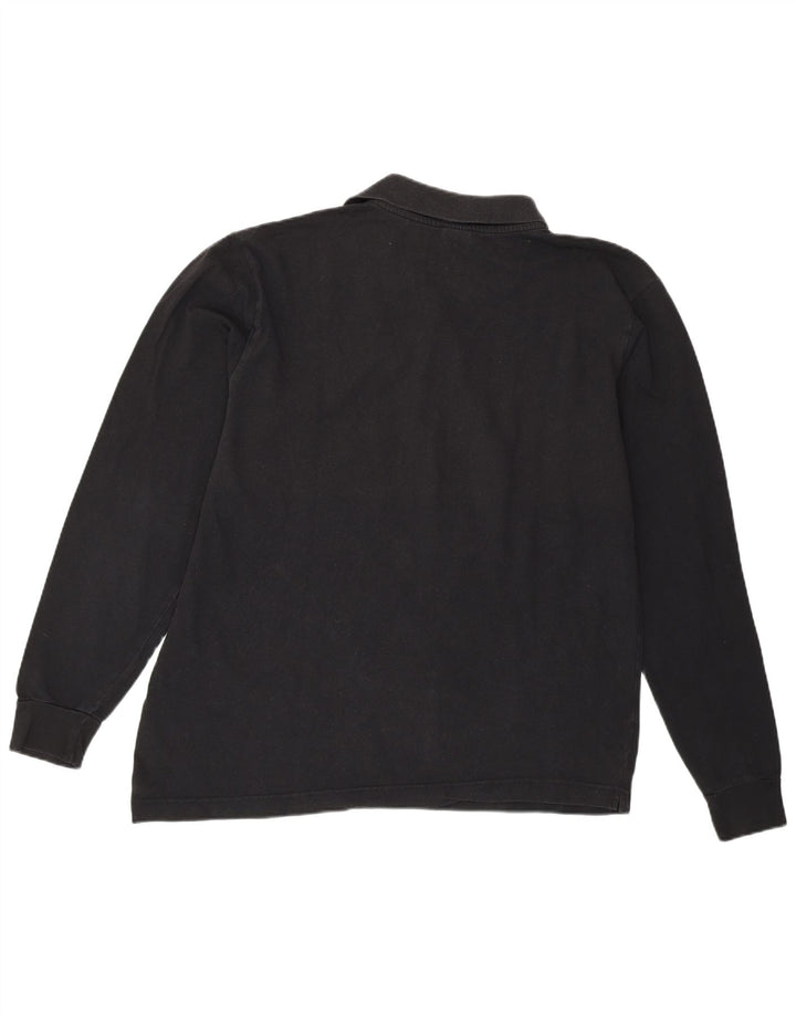 KAPPA Mens Long Sleeve Polo Shirt Large Black Cotton