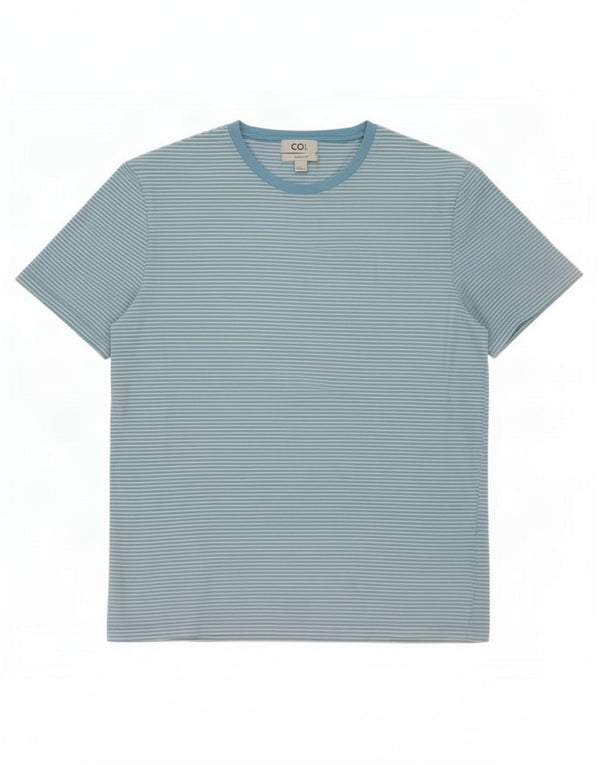 T-shirt regolare da uomo Cos Top in cotone gessato blu medio