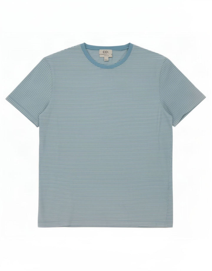 T-shirt regolare da uomo Cos Top in cotone gessato blu medio