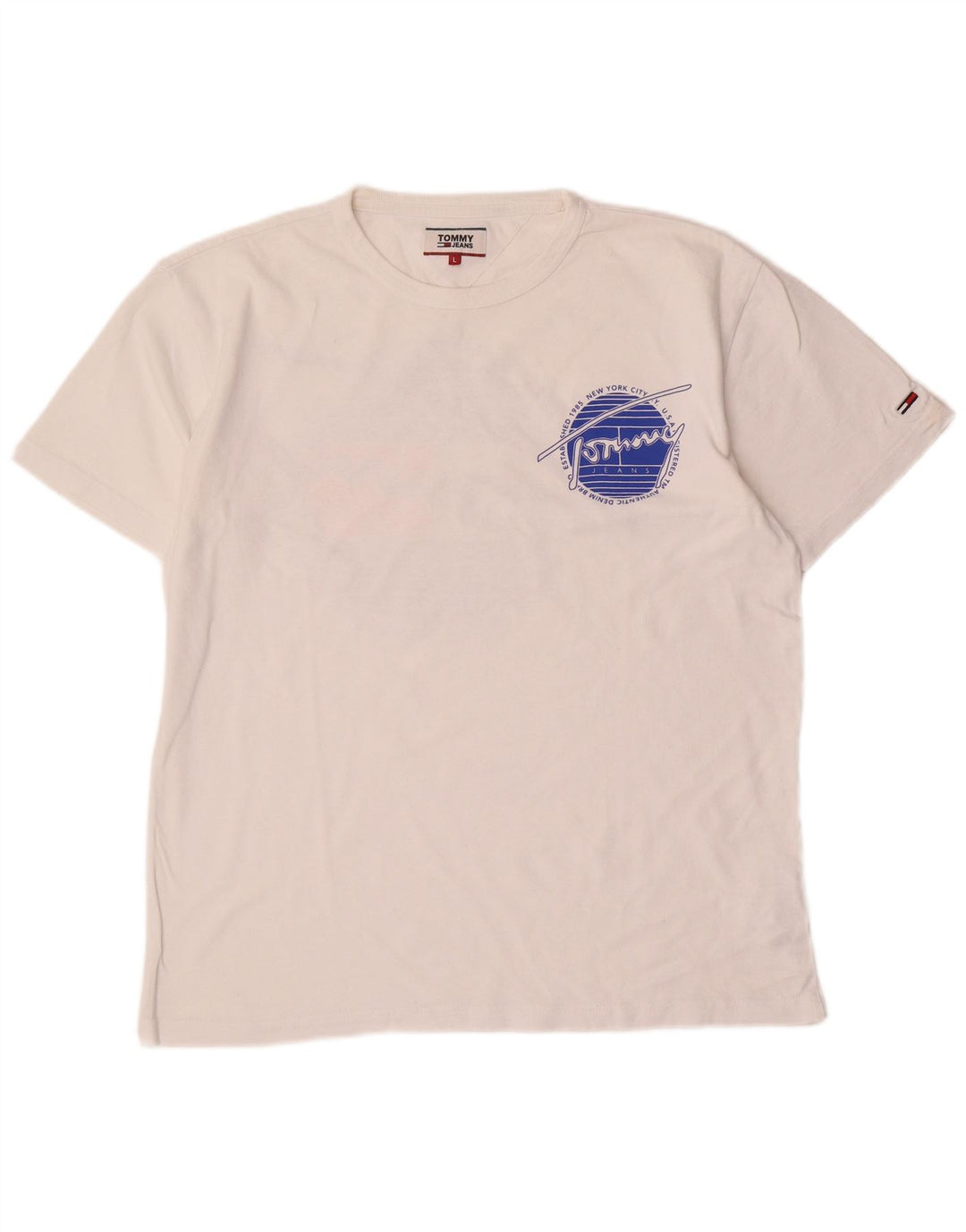 TOMMY HILFIGER T-shirt grafica da uomo Top grande in cotone bianco