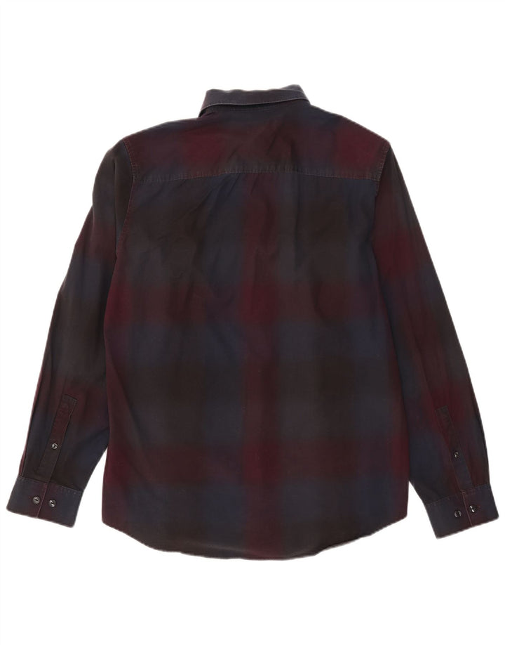 Camicia da uomo Calvin Klein in cotone scozzese medio bordeaux