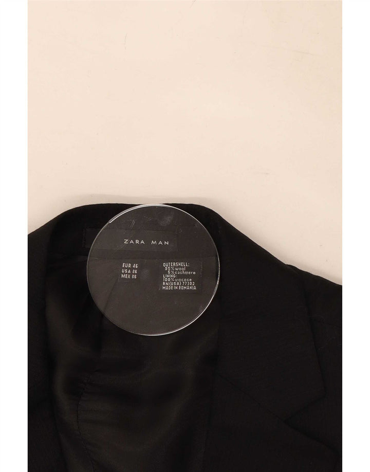 Zara Giacca blazer a 2 bottoni da uomo EU 46 piccola lana nera