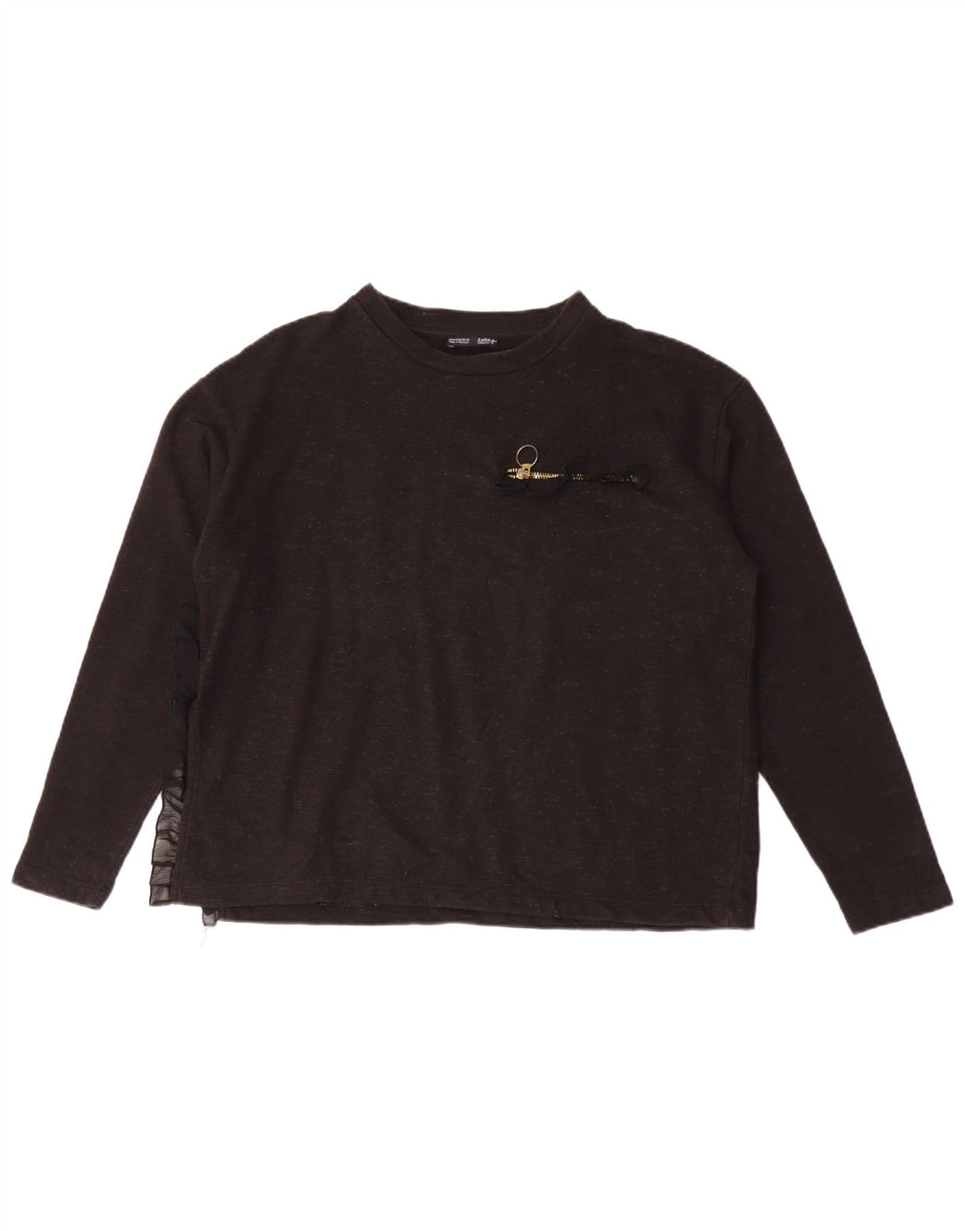 Top Zara da donna a maniche lunghe UK 14 medio nero screziato
