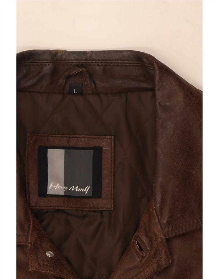 Giacca in pelle da uomo vestibilità ampia Henry Morell UK 40 grande marrone