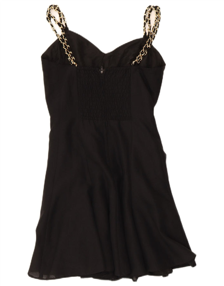 VINTAGE Womens Sleeveless A-Line Dress UK 8 Small Black Polyester