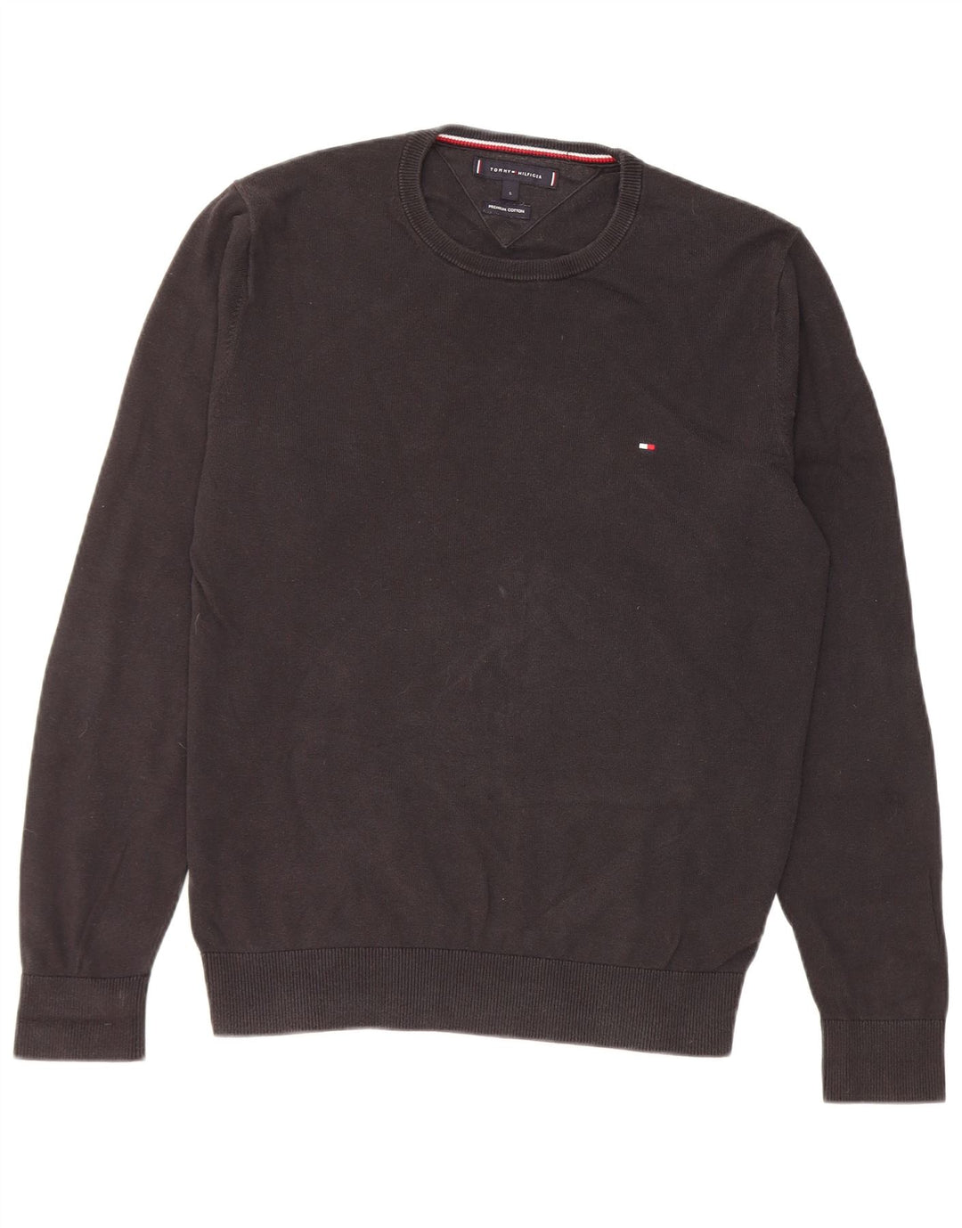 Maglione maglione girocollo da donna Tommy Hilfiger piccolo cotone nero
