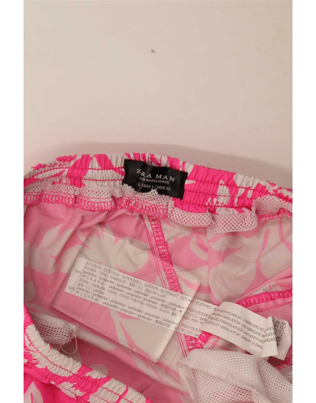 Pantaloncini sportivi da uomo Zara grandi in poliestere floreale rosa