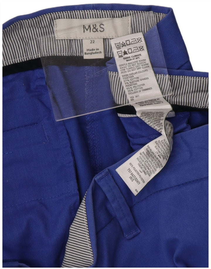 MARKS & SPENCER Pantaloncini chino da donna UK 22 3XL W42 Cotone blu