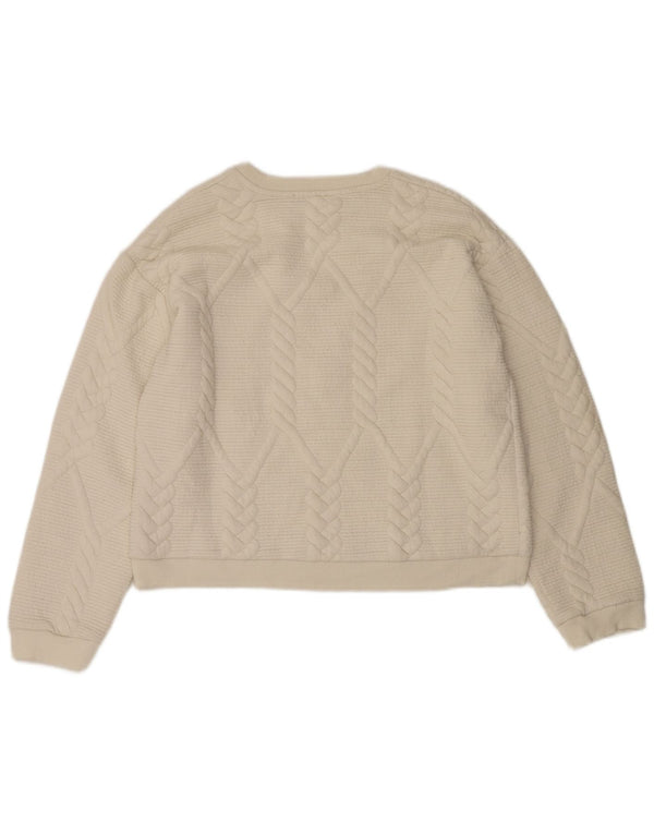 Felpa corta da donna Zara, vestibilità comoda, taglia UK 14, colore medio, bianco sporco