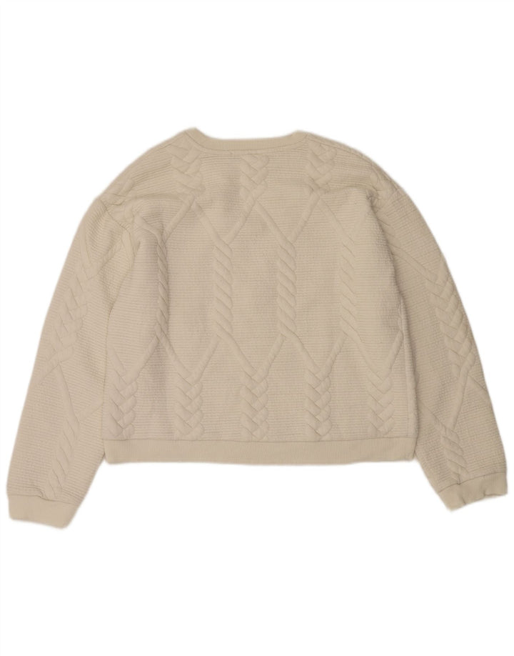 Felpa corta da donna Zara, vestibilità comoda, taglia UK 14, colore medio, bianco sporco