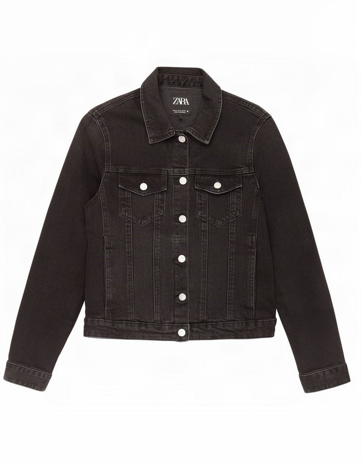 Giacca corta in denim da donna Zara UK 14 grande nera