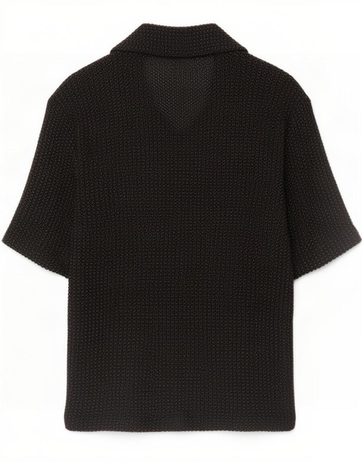Camicia Zara da uomo a maniche corte in cotone mélange nero medio