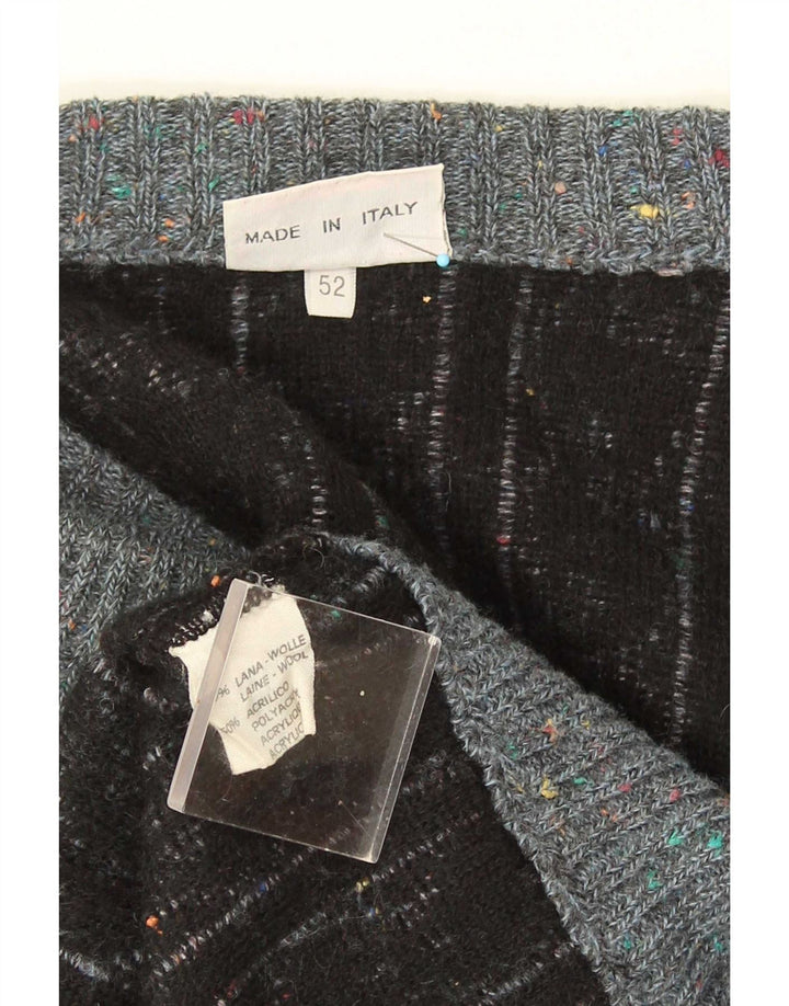 Maglione cardigan da uomo Ranger IT 52 Lana geometrica grigia grande