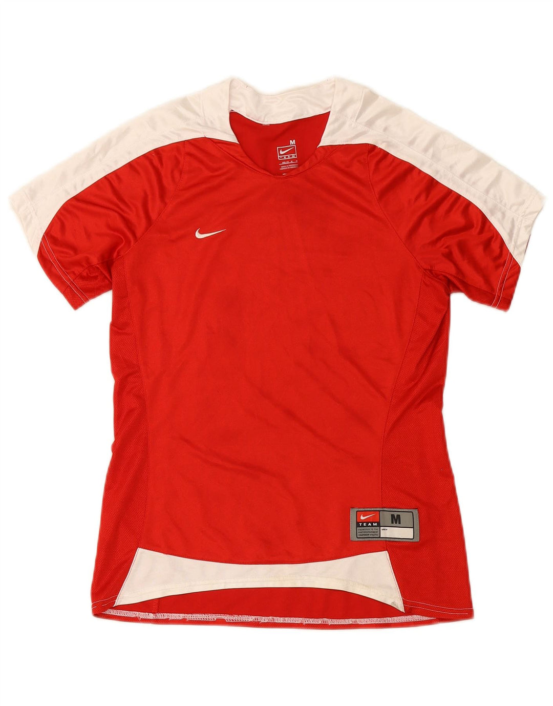 T-shirt Nike Fit Dry da donna, top US 8/10, poliestere color block rosso medio