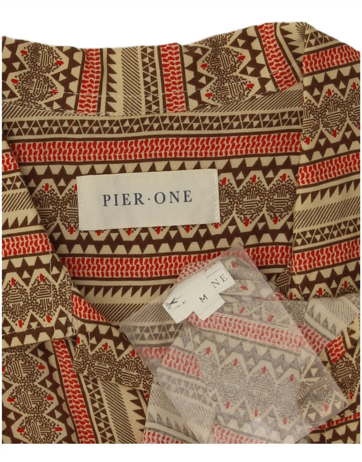 Camicia a maniche corte da uomo Pier One a righe kaki medie