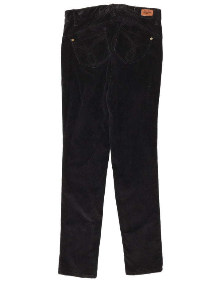 CALVIN KLEIN Pantaloni skinny da donna in velluto a coste W27 L32 Cotone nero