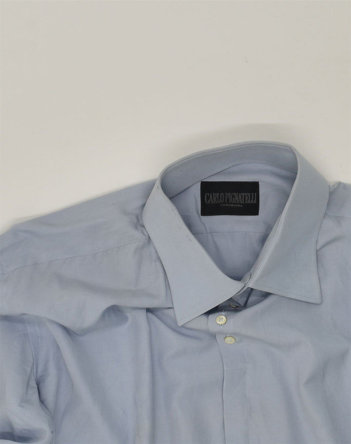 CARLO PIGNATELLI Mens Shirt Size 45 XL Blue Cotton | Vintage Carlo Pignatelli | Thrift | Second-Hand Carlo Pignatelli | Used Clothing | Messina Hembry 
