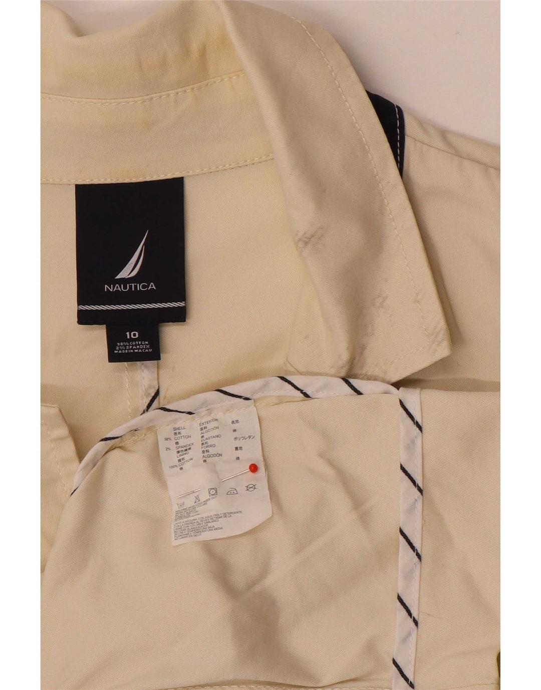 Giacca blazer da donna a 3 bottoni Nautica US 10 grande cotone beige