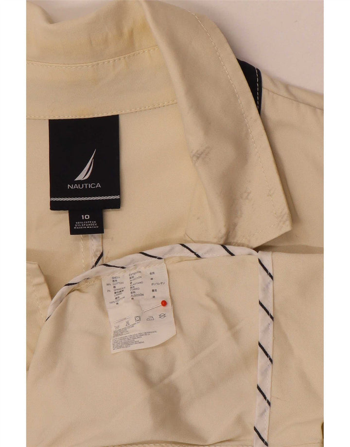 Giacca blazer da donna a 3 bottoni Nautica US 10 grande cotone beige