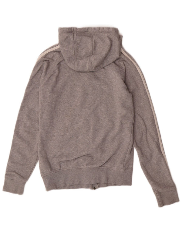 Felpa con cappuccio e zip da donna Adidas UK 6 XS cotone a righe grigie