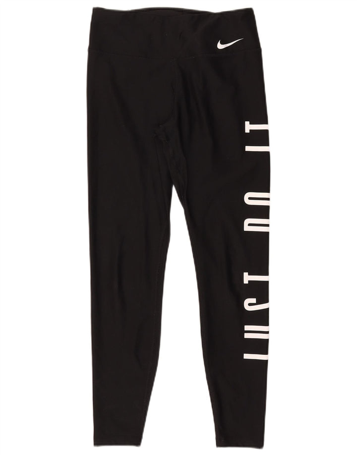 Leggings grafici Nike Dri Fit da donna UK 10 piccoli poliestere nero