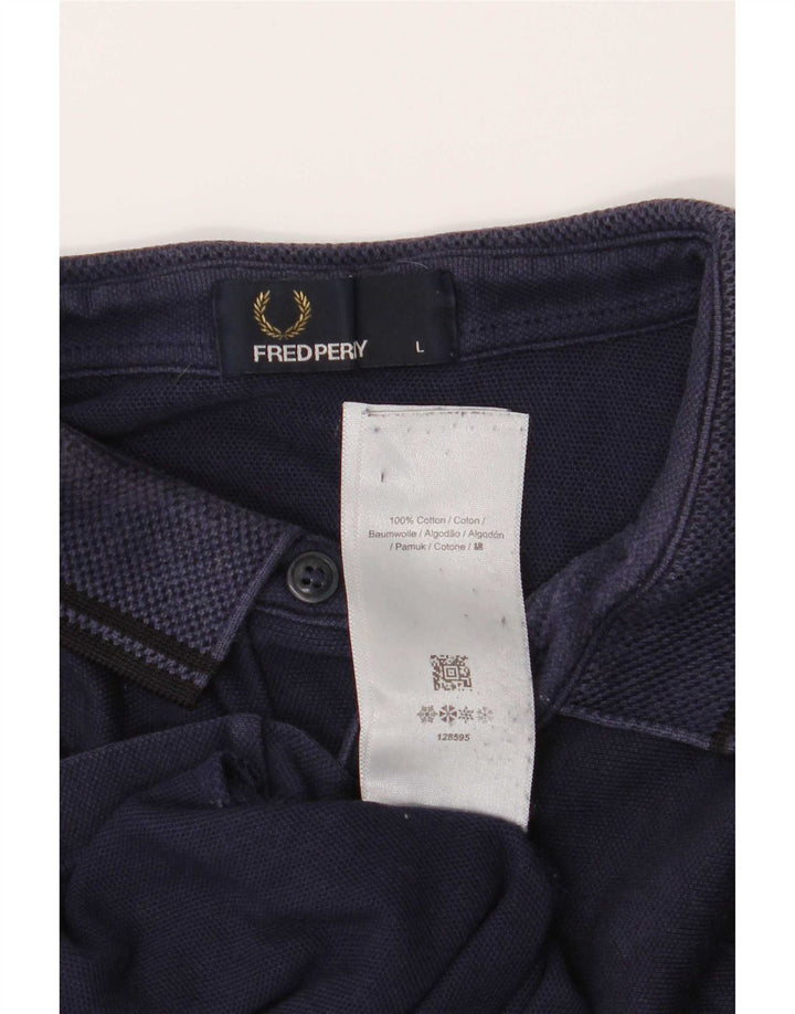 Polo da uomo Fred Perry grande in cotone blu navy