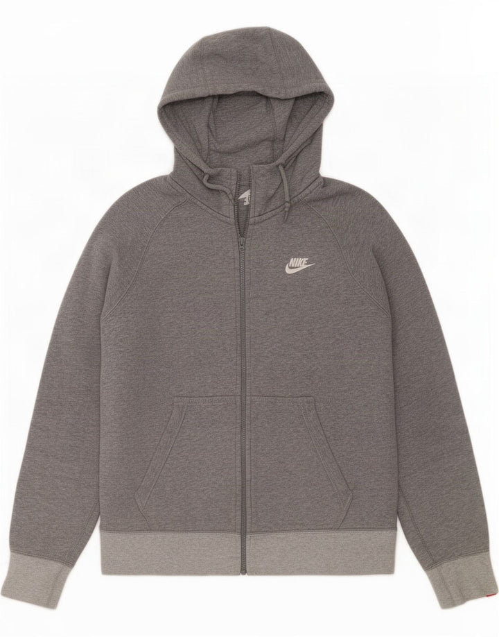 Felpa con cappuccio e zip Nike da uomo in cotone grigio medio