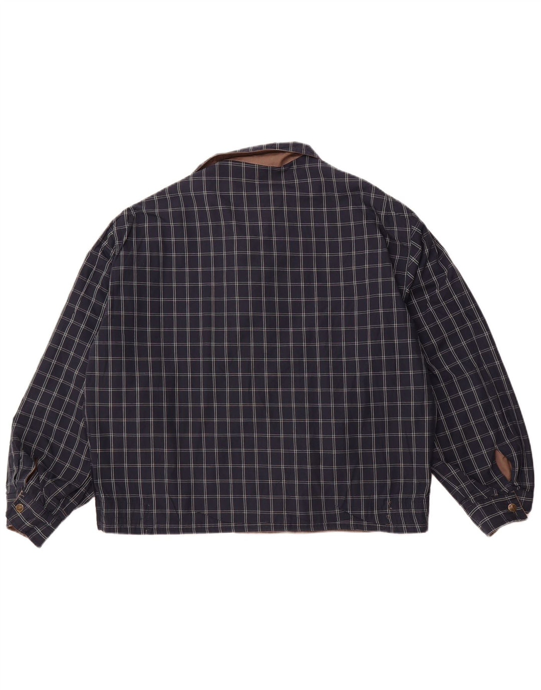Giacca reversibile da uomo VINTAGE UK 40 poliestere a quadri marroni grandi