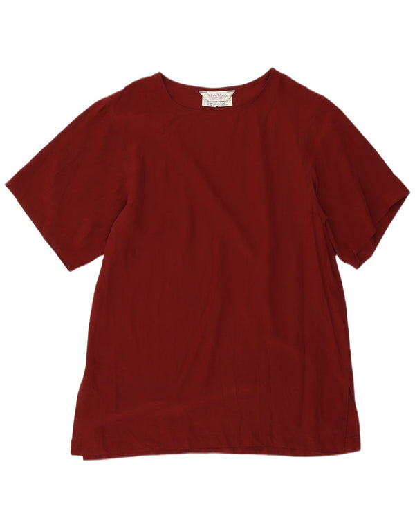 Top tunica oversize da donna Max Mara UK 10 piccolo bordeaux in seta
