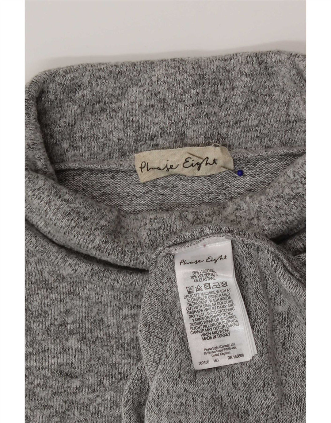 Maglione maglione a collo alto da donna Phase Eight UK 18 XL Viscosa grigia