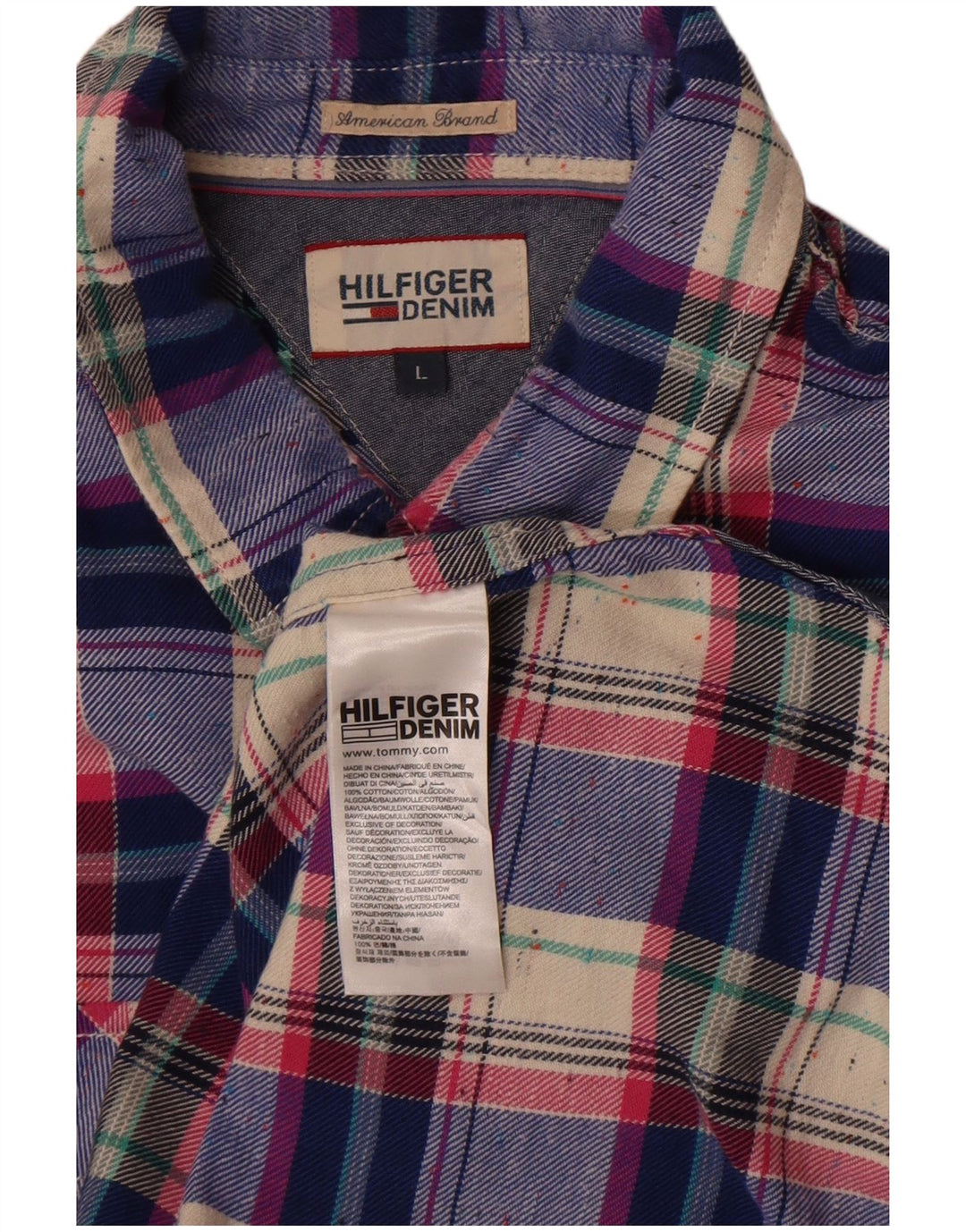 Camicia da uomo Tommy Hilfiger a quadri grandi in cotone blu