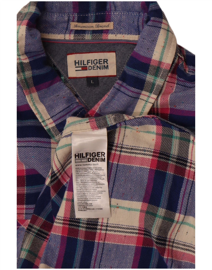 Camicia da uomo Tommy Hilfiger a quadri grandi in cotone blu