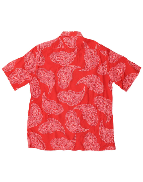 Camicia a maniche corte da uomo Brooksfield in cotone Paisley rosso medio