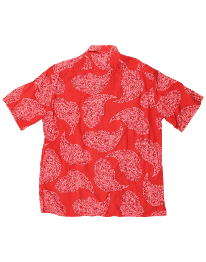 Camicia a maniche corte da uomo Brooksfield in cotone Paisley rosso medio