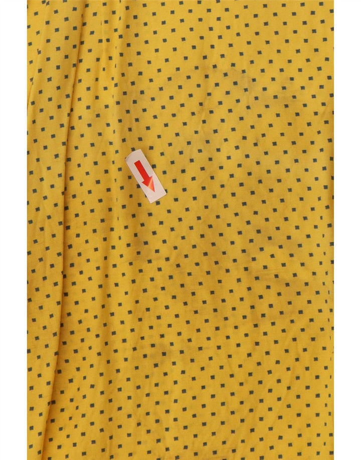 Camicia vintage da uomo a maniche corte in viscosa maculata gialla grande