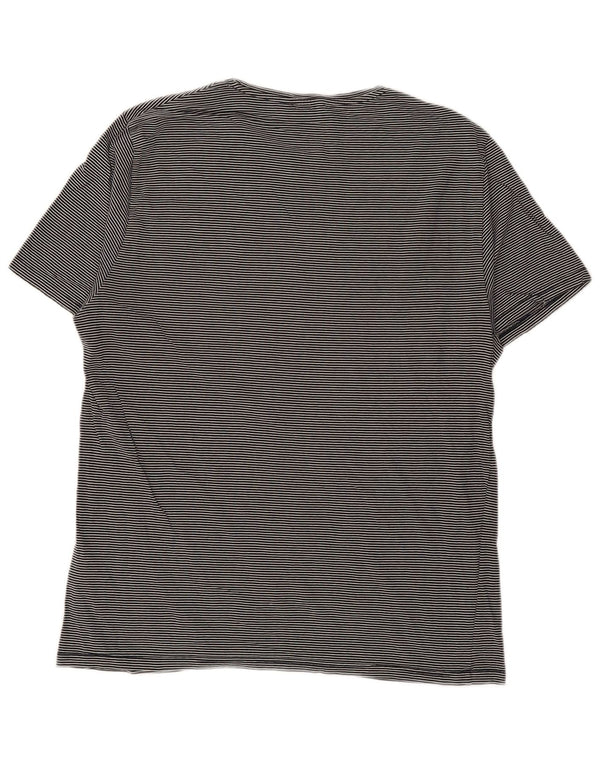 T-shirt da donna REISS Top UK 16 grande cotone gessato blu navy