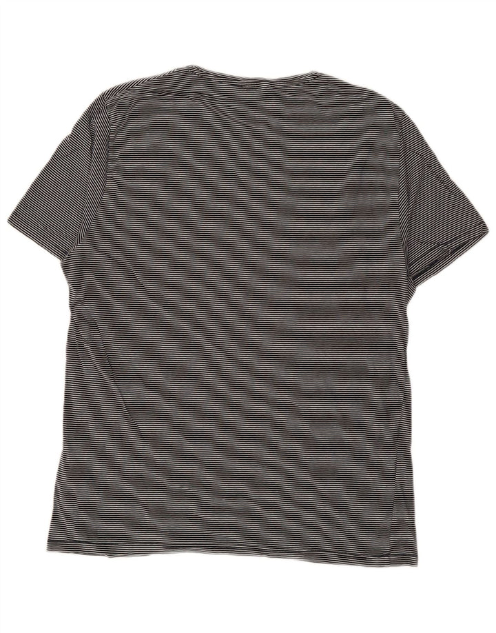 T-shirt da donna REISS Top UK 16 grande cotone gessato blu navy