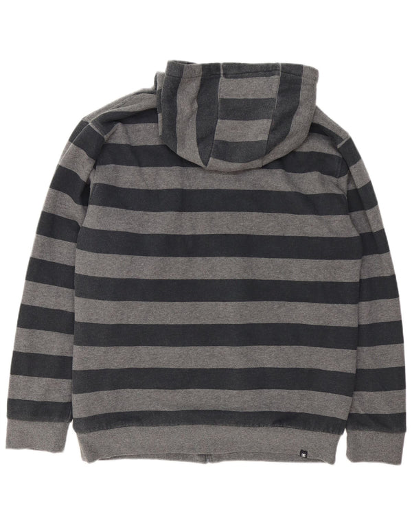 Maglione con cappuccio e zip da uomo DC in cotone a righe grandi grigie