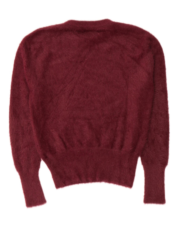 Maglione maglione girocollo da donna Zara UK 14 nylon bordeaux medio