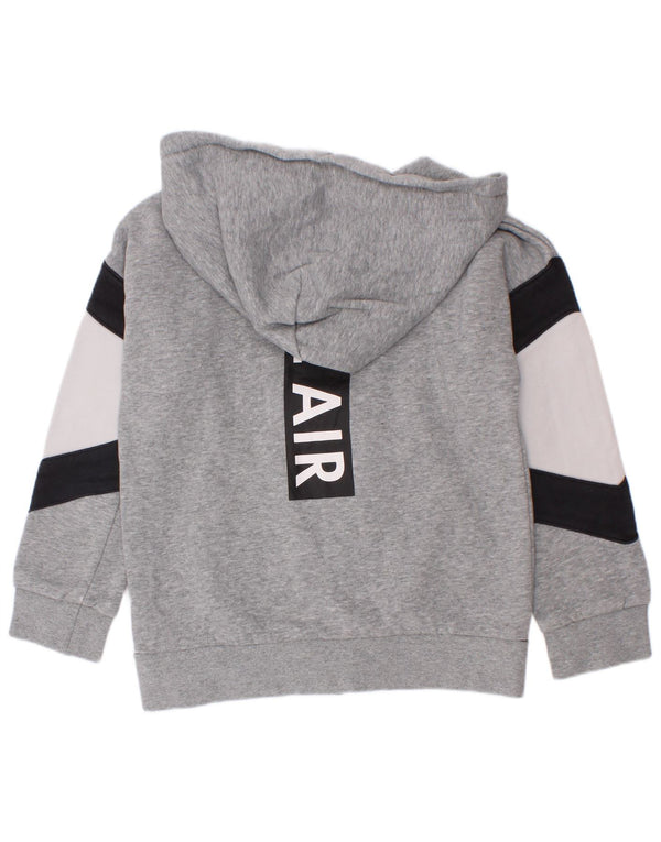 Felpa con cappuccio e zip grafica Nike da ragazzo 6-7 anni XS in cotone color block grigio