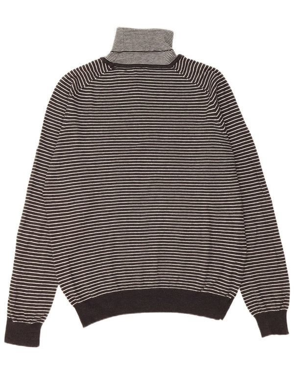 Trussardi Jeans Donna Maglione Dolcevita con Collo Alto UK 16 Grandi Righe Nere