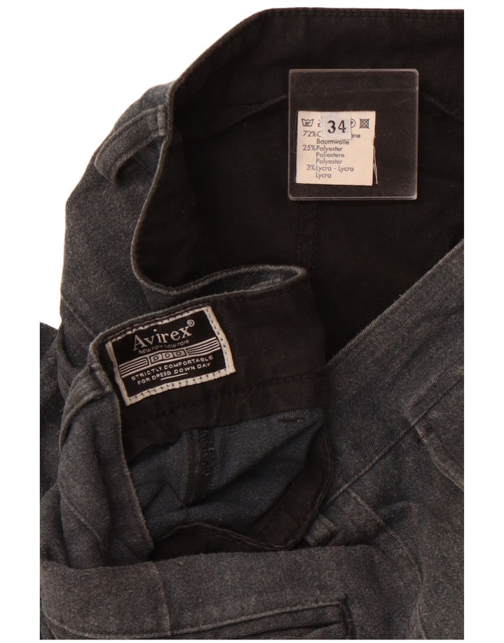 Pantaloni chino dritti da uomo AVIREX W34 L30 in cotone grigio