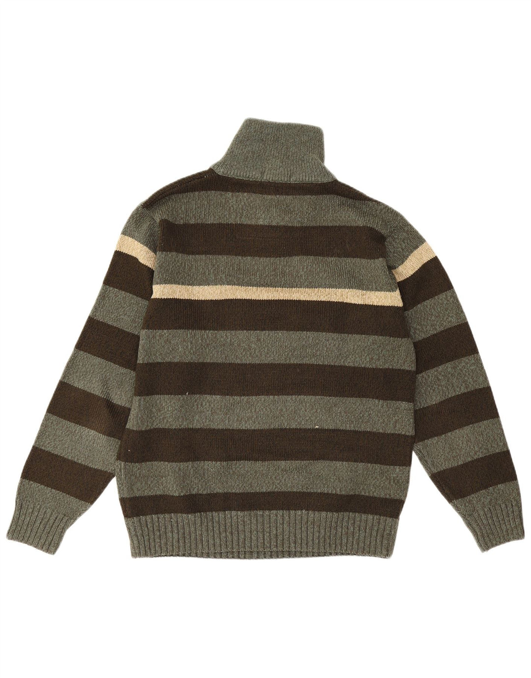 Jeep Maglione da uomo con zip e collo a righe grandi verdi