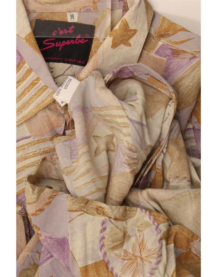 Camicia vintage da uomo in viscosa floreale beige medio