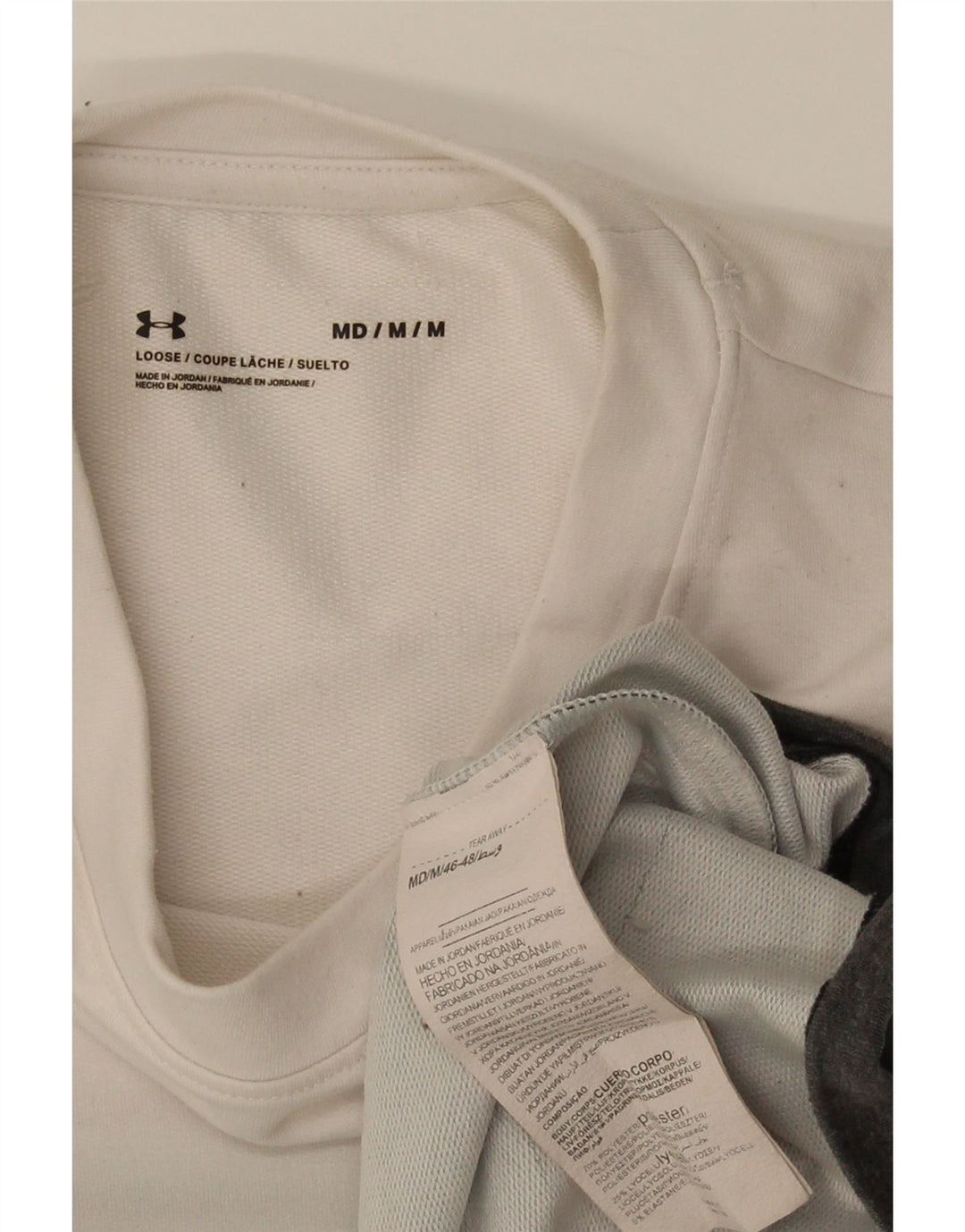 Maglia da uomo Under Armour a maniche lunghe in poliestere color block medio bianco sporco