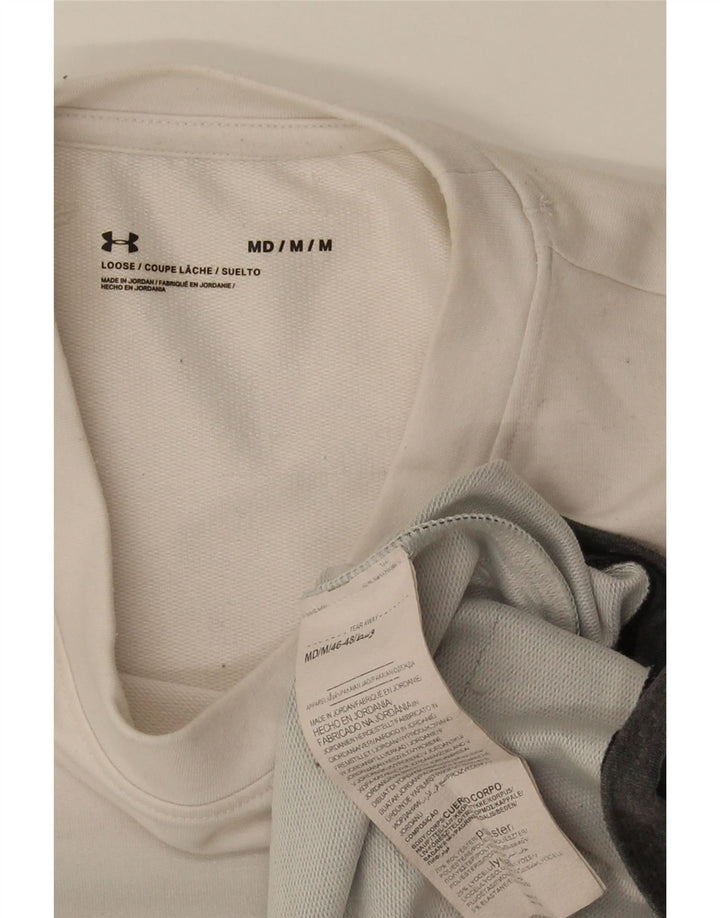 Maglia da uomo Under Armour a maniche lunghe in poliestere color block medio bianco sporco